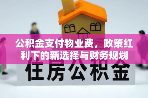 望牛墩公积金支付物业费，政策红利下的新选择与财务规划