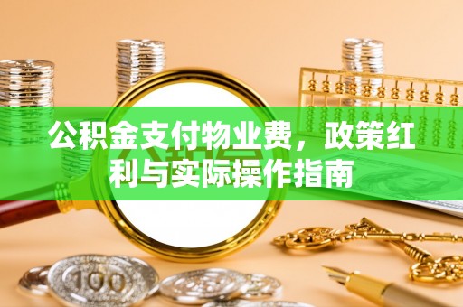 望牛墩公积金支付物业费，政策红利与实际操作指南