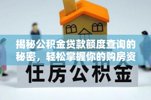 望牛墩揭秘公积金贷款额度查询的秘密，轻松掌握你的购房资金